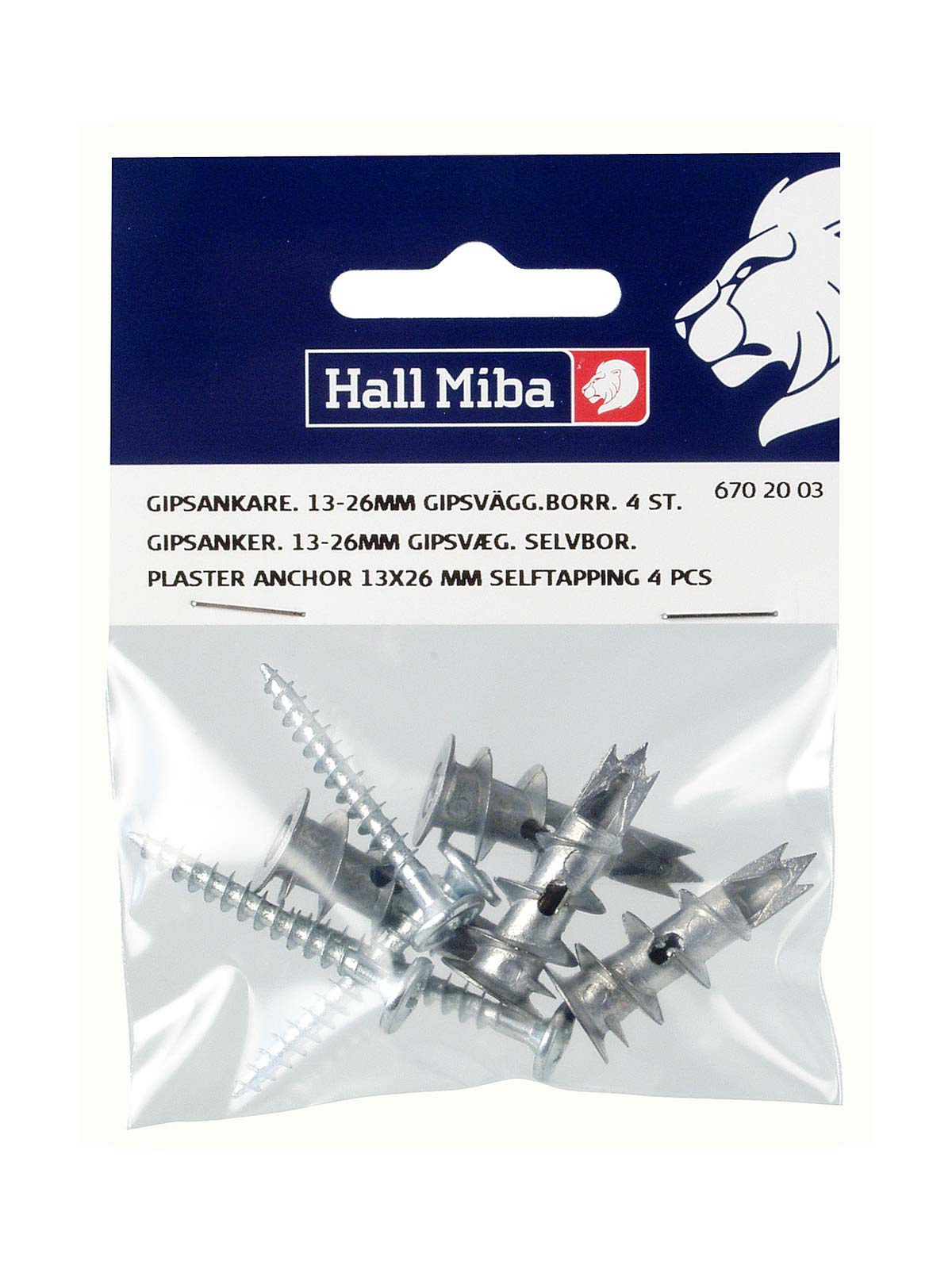 Hall Miba Plaster Anchor 13-26mm Plaster wall 4-p Hall Miba Plaster Anchor 13-26mm Plaster wall 4-p
