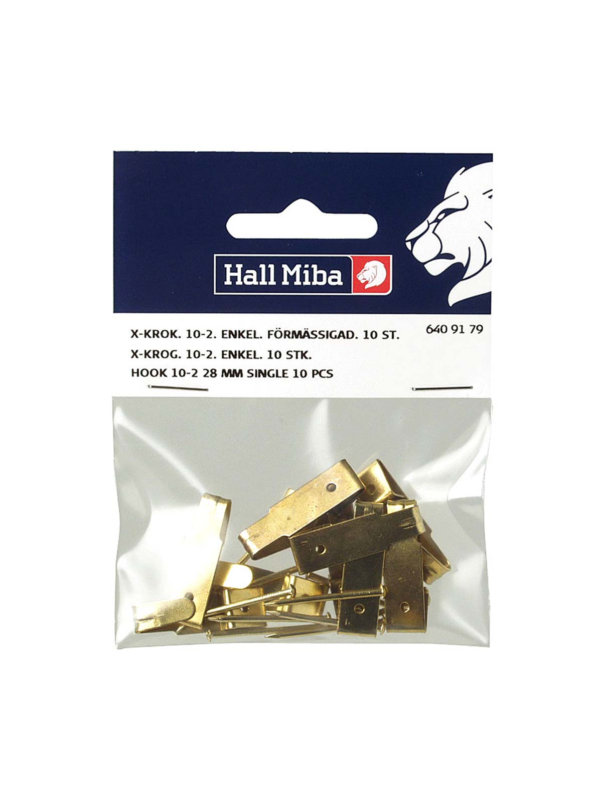 Hall Miba X-hook 10-2 28 mm single 10-p Hall Miba X-hook 10-2 28 mm single 10-p