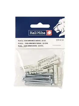 Hall Miba Plugg 30x6mm med skrue 10-p